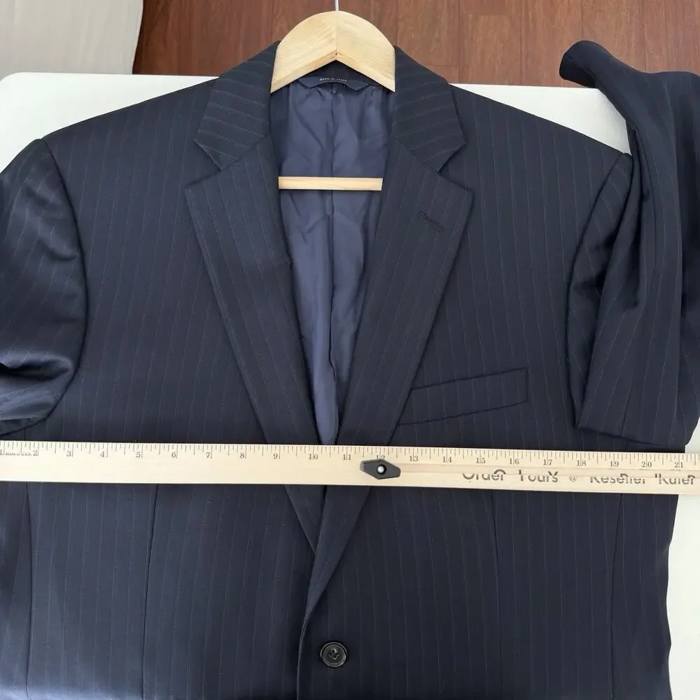 Brooks Brothers Jacket 40R Navy Wool 1818 Madison Chalk Stripe Blazer Italy Made